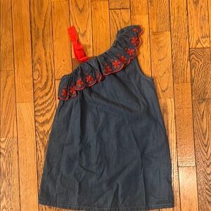 Crown & Ivy Asymmetrical Ruffled Blue Red Sundress